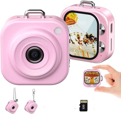 Camera - Digitale camera - Mini-digitale camera - 1080p - 32GB-kaart - Lange batterijduur - Zakformaat - Geschikt voor feesten, reizen en als cadeau - Roze