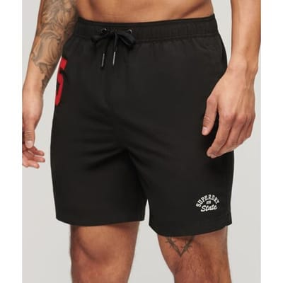 Superdry Gerecyclede Polo Zwemshort - 43 cm Zwart Grootte: S