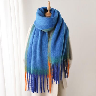 Écharpe en Cachemire Douce Couleur Unie pour Femme Hiver Chaud Épaisse à Franges Pashmina Polyvalente Pelucheuse Tour de Cou Foulard One Size gray