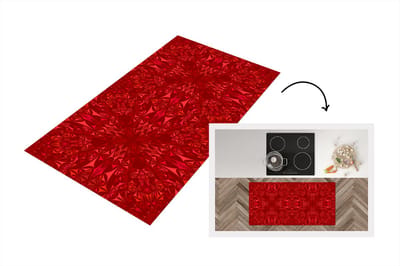 Keukenloper - Loper keuken - Kristal - Rood - Caleidoscoop - Design - Patronen - 120x60 cm - Keukenloper vinyl