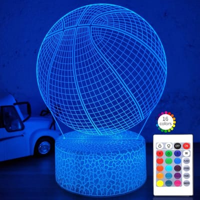 Daity Basketbal 3D Illusie Nachtlampje - 16 Kleuren Dimbaar Basketbal 3D LED-lampje met Afstandsbediening en Smart Touch - Basketbalcadeau voor Volwassenen - Tieners - Jongens - Meisjes - Kinderen Verjaardag Kerstmis