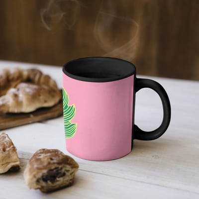 Magische Mok - Foto op Warmte Mokken - Koffiemok - Blad - Groen - Illustratie - Minimalistisch - Magic Mok - Beker - 350 ML - Theemok