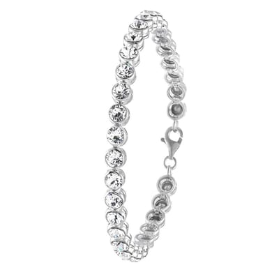 Lucardi Dames Armband met kristal - Echt Zilver - Armband - Cadeau - 19 cm - Zïlverkleurig - Zilverkleurig