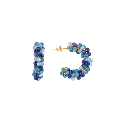 Luxenter Sterling Zilver 925 oorbellen met Donkerblauw Kristal afgewerkt in 18K geelgoud - Lazum