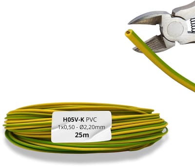 Flexibele Elektrische Kernkabel 25m 1x0,50 mm² Geel-Groen PVC Isolatie