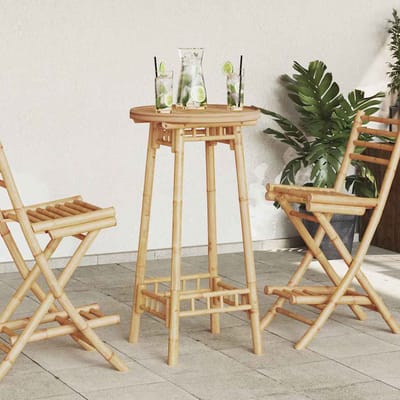 vidaXL - Bartafel - voor - buiten - Rond - Ø55x100 - cm - bamboe