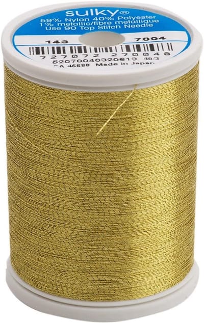 Metallic Garen Spoel - Decoratieve Draad - Naaien en Borduren - Sterke Polyester Kern - 1000 Yards - Donker Goud