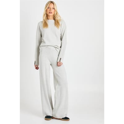 boohoo Dames Super Zachte Trui met Knoopmanchetdetail Oversized en Wijde Pantalon Co-Ord | Grey | Maat: Small