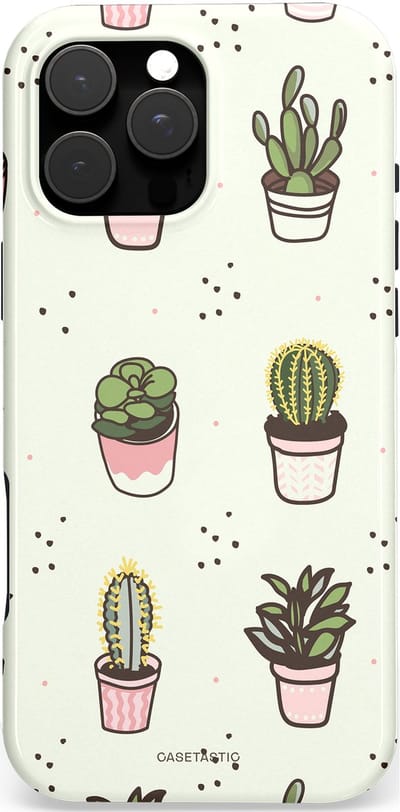 Casetastic Hoesje Geschikt voor Apple iPhone 16 Pro Max Magsafe - Stijlvolle Beschermende Duo-layer Case - Familie Cactus