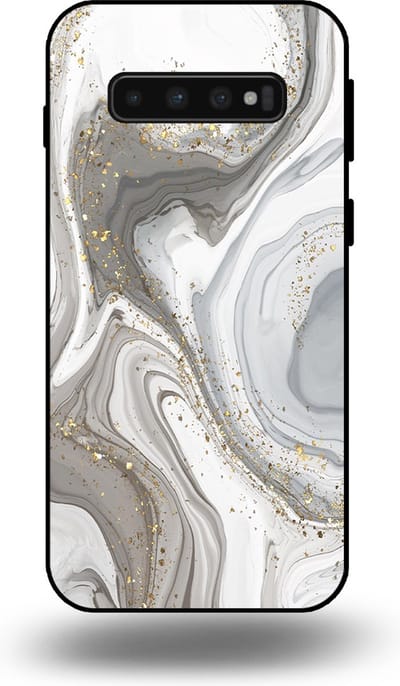 Smartphonica Telefoonhoesje geschikt voor Samsung Galaxy S10 Plus met marmer opdruk - TPU backcover case marble design - Zilver geschikt voor Samsung Galaxy S10 Plus