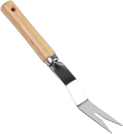 Hand Weeder - Onkruidtrekker Tool - Tuin Onderhoud - Roestvrij Staal - 2 Stuks - Houtkleurig