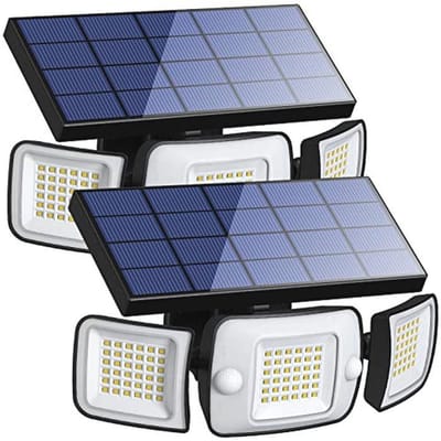Set van 2 Buitenlampen op Zonne-energie met Bewegingsmelder - 6000 mAh, IP65 Waterdicht, Ideaal voor Terras en Garage