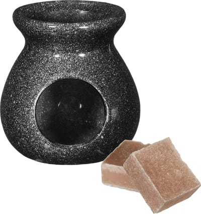 Ideas4seasons Amberblokjes/geurblokjes cadeauset - sandelhout geur - inclusief geurbrander