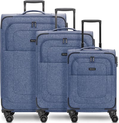 Redolz Essentials 12 THREE SET 4 wielen Kofferset 3-delig met uitbreidingsplooi - Zachte bagage - TSA slot - blue 2