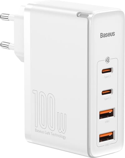 Baseus GaN2 Oplader - 100W - Snellader met Power Delivery en Quick Charge Wit