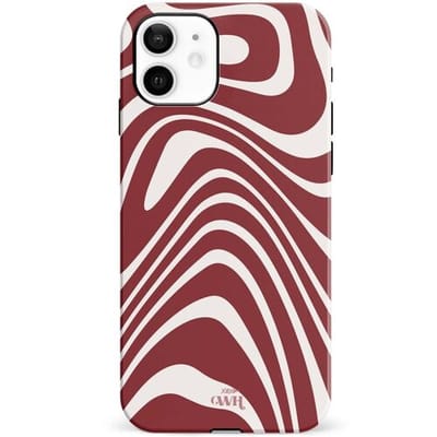 xoxo Wildhearts Boogie Wonderland Red - Double Layer - Hard case geschikt voor iPhone 11 hoesje - Dubbele beschermlaag - Beschermhoes shockproof case - Golvenprint - Golvend patroon - Rood