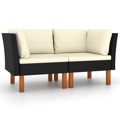 vidaXL - Hoekbanken - 2 - st - poly - rattan - en - massief - eucalyptushout