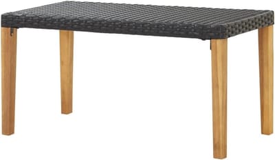Tuinbank - Terrasbank buiten - Ontspannen in tuin - Rotan met hout - 120 cm breed - Zwart