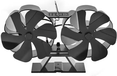 Kachel Ventilator - Houtkachel Ventilator - Haard Ventilator - Ecofan - 2 x 6 Bladen - Aluminium - Zwart