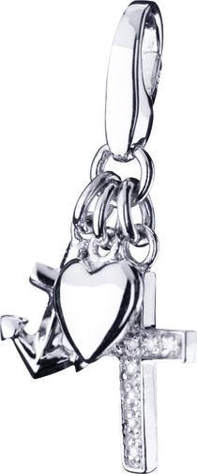 Bedel | charm | hanger | geloof, hoop en liefde | GHL | 925/000 sterling zilver | Giorgio Martello | zirkonia