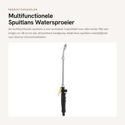 Dailygoods- Spuitlans Multifunctioneel - Watersproeier 48cm - Afneembare Handgreep - Universele Sproeikop - Hoge Druk - Tuinsproeier