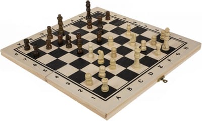borvat Luxe Schaakset Hout - Opvouwbaar schaakbord voor jong en oud - 21x21cm