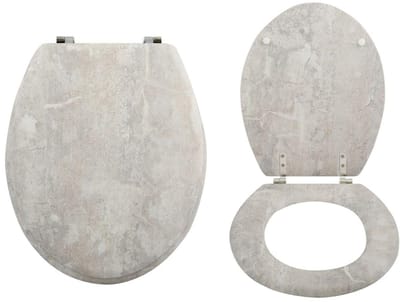 Unyqoos® Grijze toiletbril met MDF kern en roestvrijstalen scharnieren