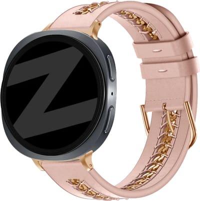 Bandz Leren 'Chains' bandje geschikt voor Samsung Galaxy Watch 9 (40/44mm) / Watch 8 (40/44mm) / 8 Classic (46mm) - Roze