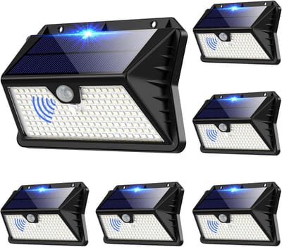 Set van 6 Solar Buitenlampen met Bewegingssensor en 3 Modi - Krachtige IP65 LED Verlichting voor Tuin en Garage