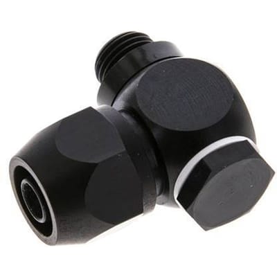 12x9mm & G1/4'' Aluminium L-Vorm Knelfitting Buitendraad 10bar Kunststof en Polyamide