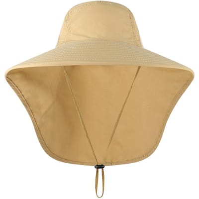 Casquette de pêche unisexe d'été, Protection UV, maille respirante à large bord, pêche en plein air, escalade, randonnée, chapeau de soleil avec rabat de cou kaki