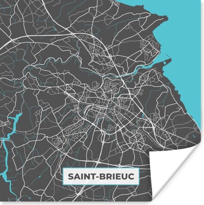 Poster Saint-Brieuc - Frankrijk - Stadskaart - Kaart - Plattegrond - 100x100 cm XXL