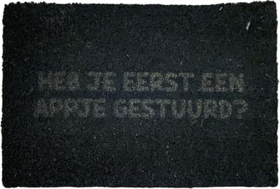 Deurmat - Deurmat met tekst - 60x40cm - Deurmat grappig - Deurmatten voor buiten - Deurmat binnen met print - Deurmat kokos - Appje gestuurd - Zwart - Deurmat buiten - Deurmat binnen - Deurmatten