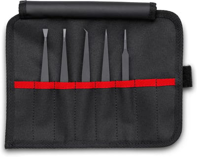 Kunststof Pincetten Set - Pincetten ESD - Precisie Werk - 5 Delige Set - Compact - Zwart