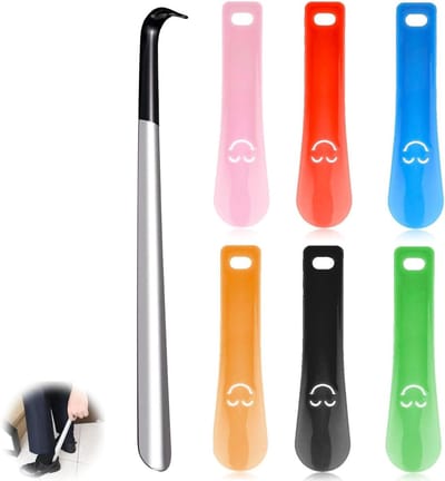 Set van 7 Schoenlepels - Lange Schoenlepel van 42 cm en 6 Kleine Schoenlepels van 16 cm - Ergonomisch Ontwerp voor Gemakkelijk Aantrekken van Schoenen - Ideaal voor Reizen en Kamperen