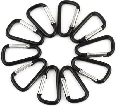 10 Stuks Zwarte Karabiner Haken - Decoratie - Sleutelhanger - Sleutelbos
