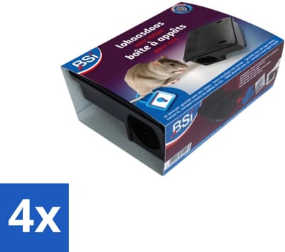 BSI – Ratten Lokaasdoos – XL – 24 × 19 × 9,5 cm - Voordeelverpakking - 4 stuks