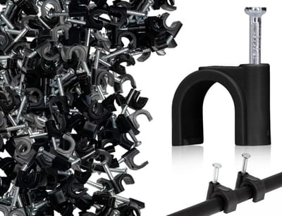 Kabelclips Set - Bevestigingsclips - Kabels Organiseren - Met Stalen Nagels - 100 Stuks - Zwart