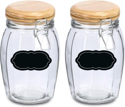 Weckpot/inmaakpot - 4x - 1.2L - glas - met beugelsluiting - incl. etiketten