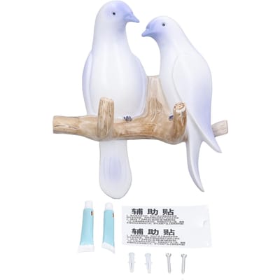 Vogels Kledinghanger Waterdicht Wandmontage Hars Dier Stijl Decoratieve Vogels Op Tak Hanger Rek beige