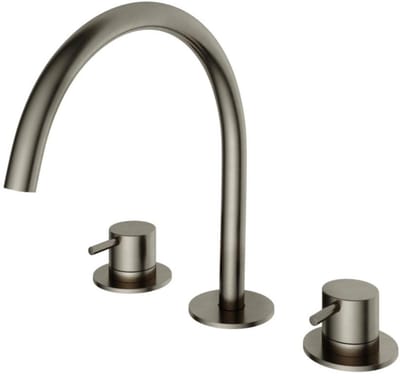 Hotbath Cobber - Wastafelmengkraan - zonder Waste - Laag - Geborsteld Zwart PVD - Opbouw - Messing - V08