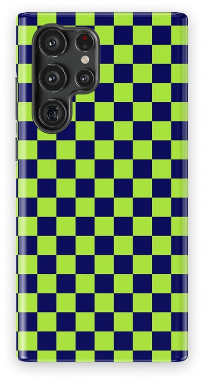 Design Hoesje Samsung Galaxy S22 Ultra | Geschikt Voor Mag | Tiny Squares Checkered Print | Backcover Samsung Galaxy S22 Ultra Acid Grid