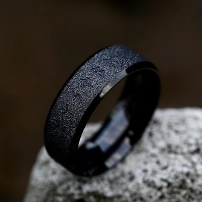 Amulette Viking Nordique Odin Vintage Anneaux Runiques Pour Hommes Acier Inoxydable Bague de Doigt Givrée Bijoux de Mariage Cadeaux de la Saint-Valentin 11 black