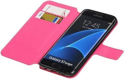 Cross Pattern TPU Bookstyle Hoesje - Wallet Case Telefoonhoesje - Geschikt voor Samsung Galaxy S7 Edge G935F Roze