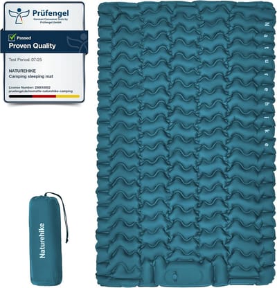 Opblaasbare Slaapmat - Kampeer mat - Buiten slapen - Geïntegreerde voetpomp - 6.5 cm dik - Donkerblauw
