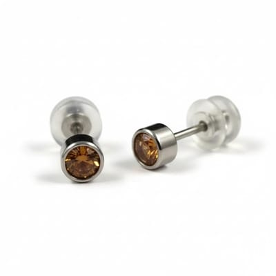 Aramat Jewels | Oorbellen | Oorstuds – Staal Kristal Topaas Zilverkleur (4mm) | | | |4mm | Staal | Kinderen, Volwassenen | Verkleurd niet