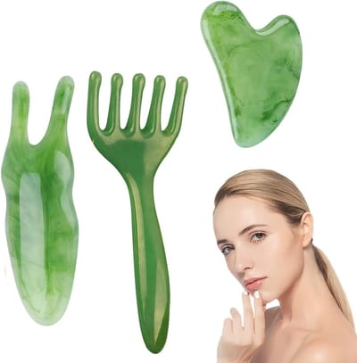 Set van 3 Gua Sha Tools voor Gezichtsmassage, Anti-Aging, Vermindering van Rimpels en Verzorging van de Huid