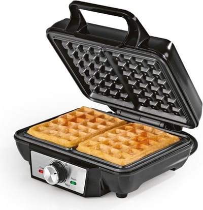 Wafelijzer voor Belgische wafels - 1000 watt - Antiaanbaklaag - Traploos instelbaar