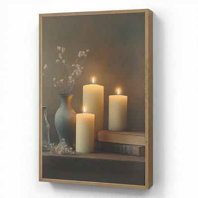 Wandlamp 60x90 cm - Oplaadbaar - Kaarsen - Stilleven - Rustiek - Boeken - Wandlampen binnen woonkamer - Slaapkamer lamp - Decoratieve nachtlamp - Vloerlamp draadloos