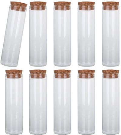 ZEYNOMAX- Proefbuis 40ml - Proefbuisje met kurk - 10 Stuks - Glas - Herbruikbaar - Compact ontwerp - Glasfles